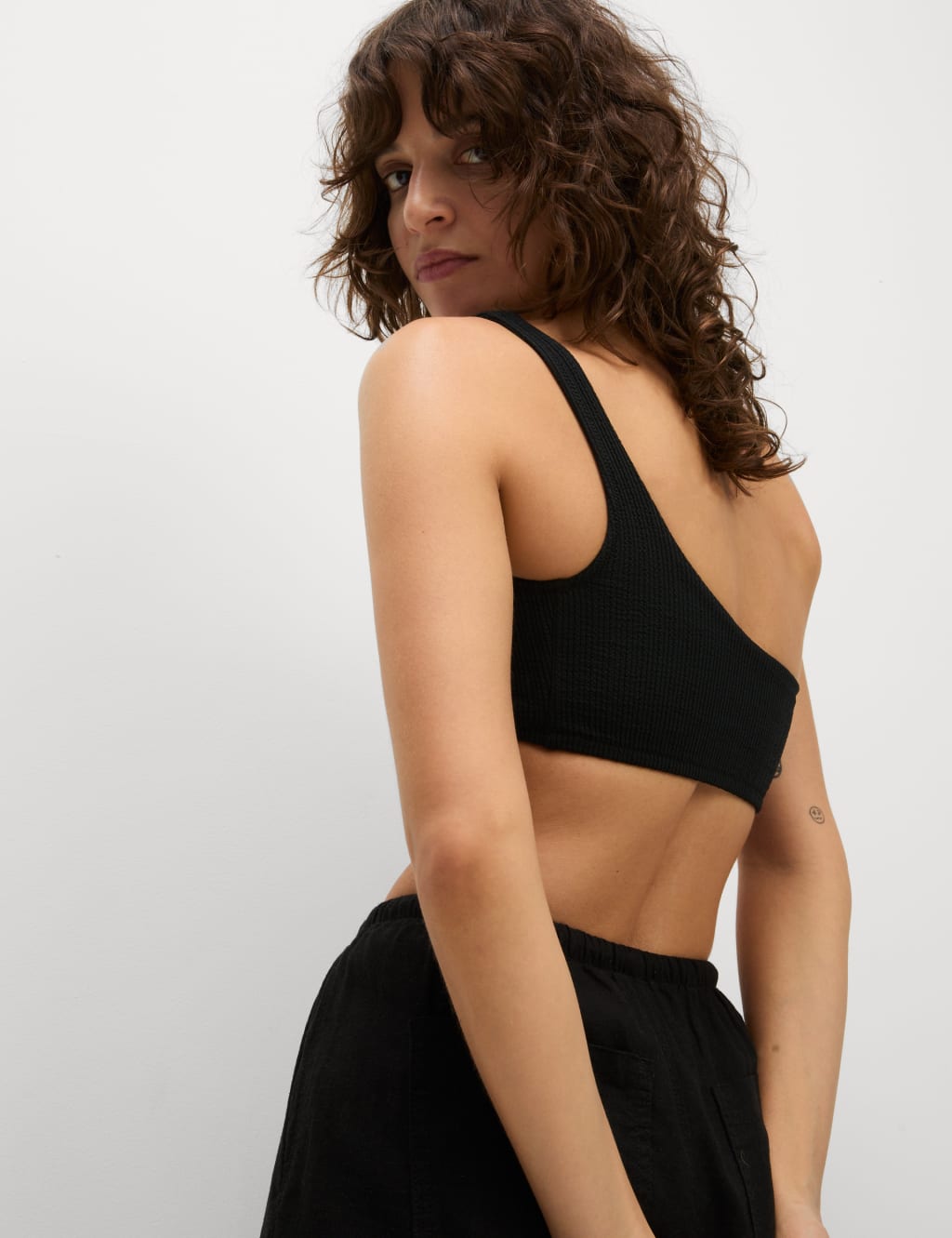 Textured One Shoulder Bikini Top