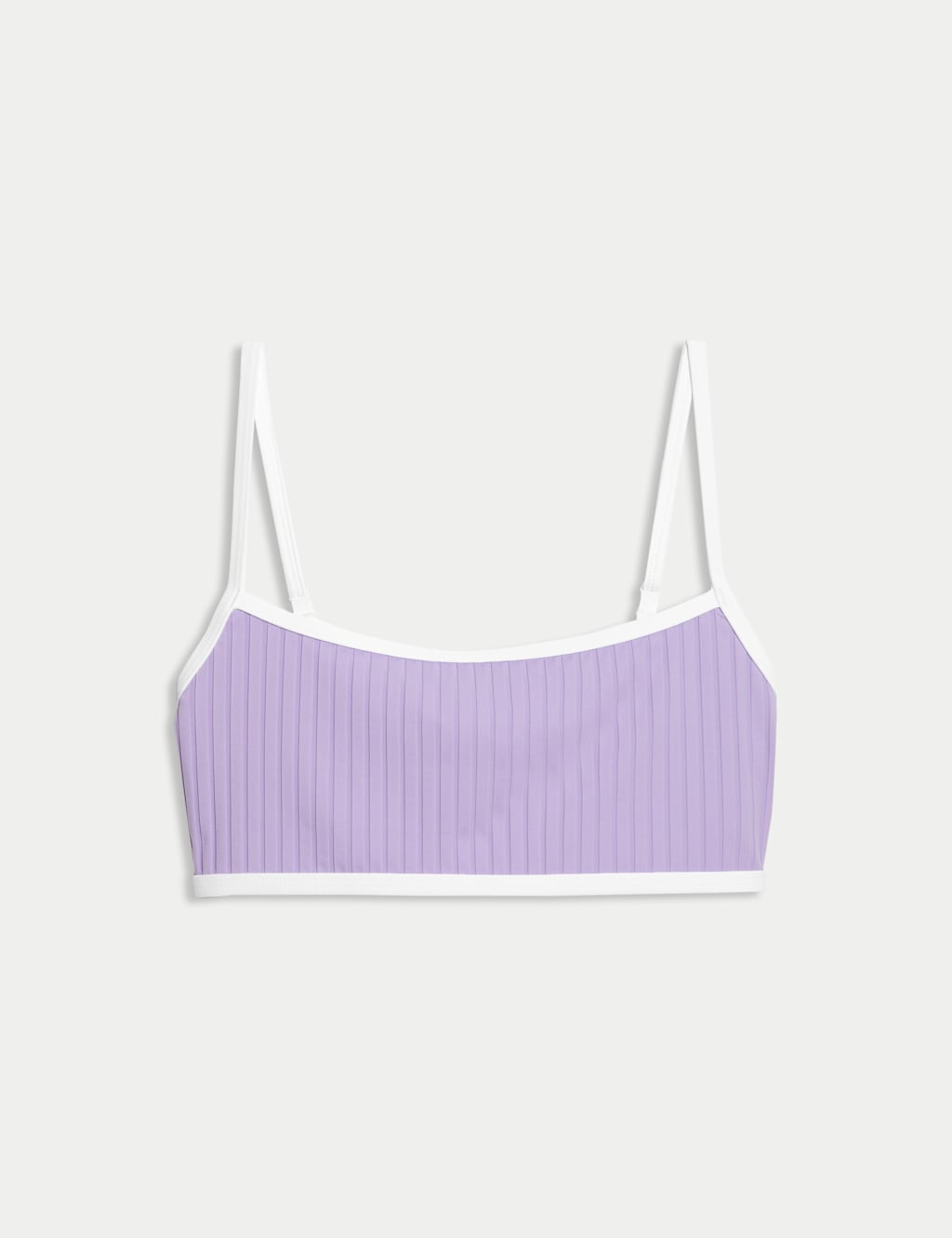 Ribbed Contrast Tipping Scoop Neck Bikini Top