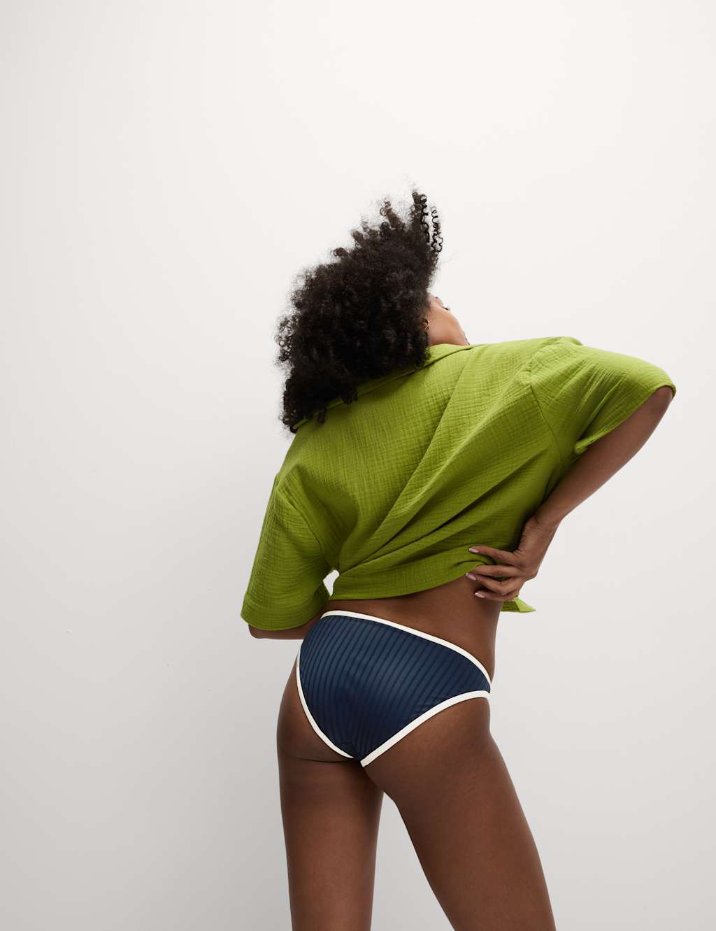 Ribbed Tipped High Leg Bikini Bottoms