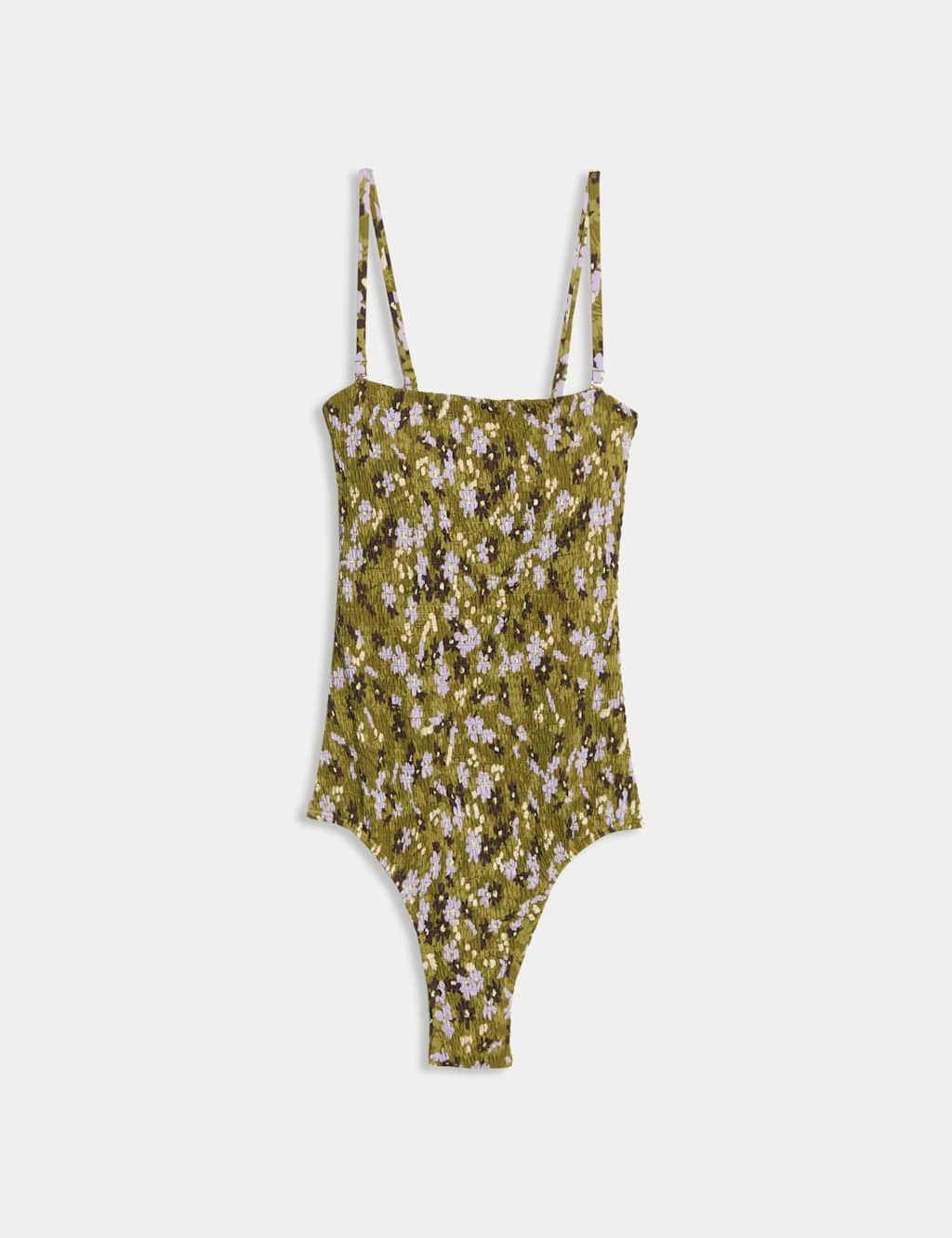 Floral Shirred Padded Bandeau Swimsuit