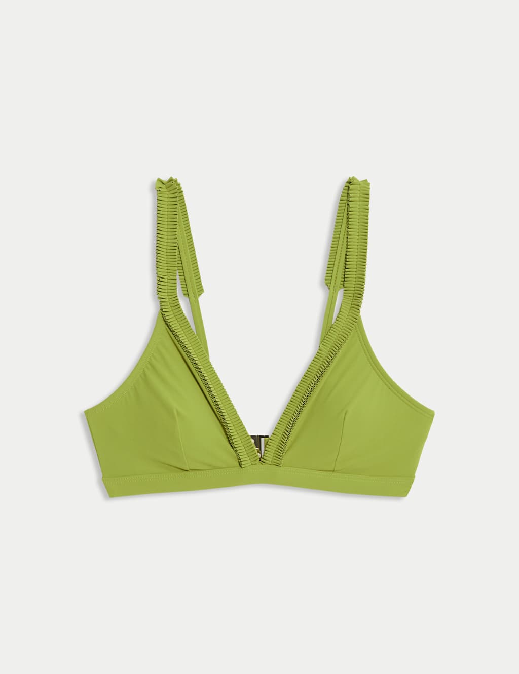 Pleated Detail Plunge Bikini Top