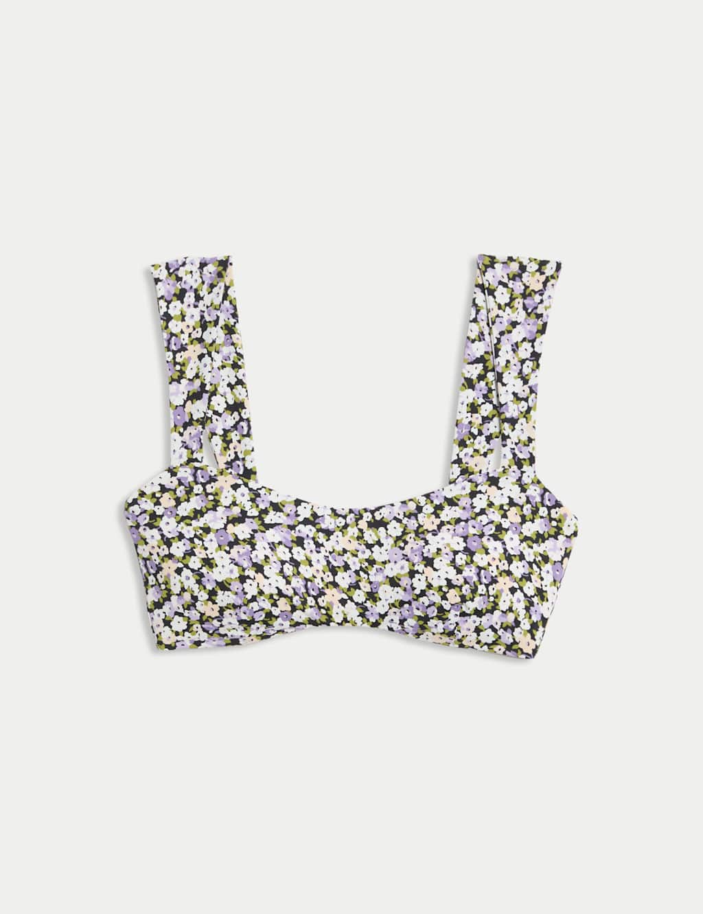 Floral Padded Sweetheart Neck Bikini Top