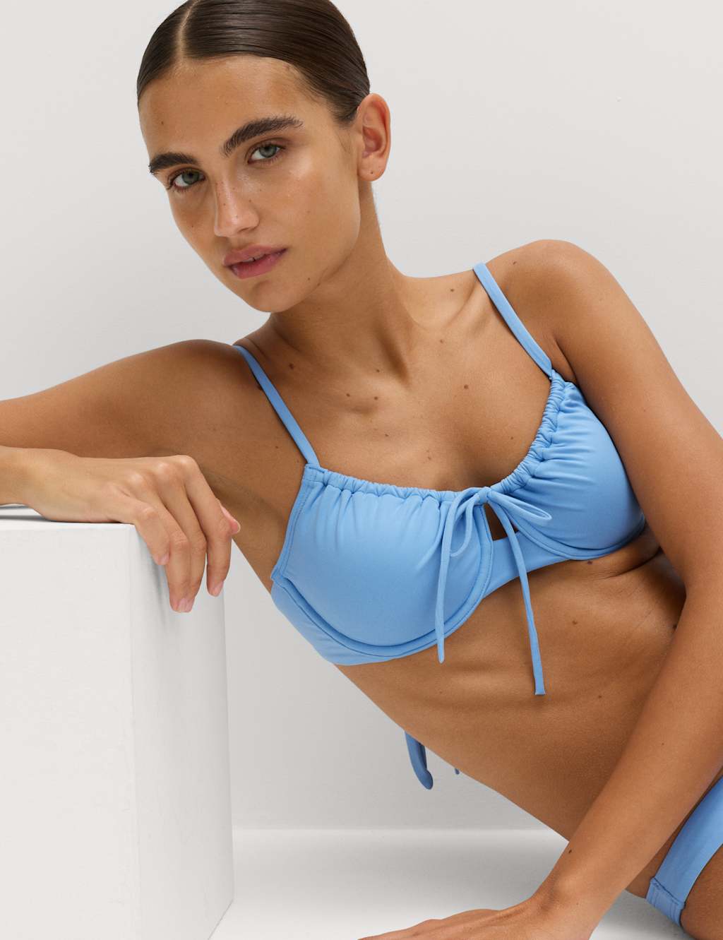 M&S Women's Underwire Padded Tie Detail Bikini Top (AA-E) - 38D - Hyacinth