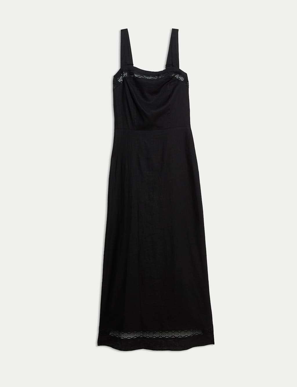 Linen Rich Square Neck Midi Shift Dress
