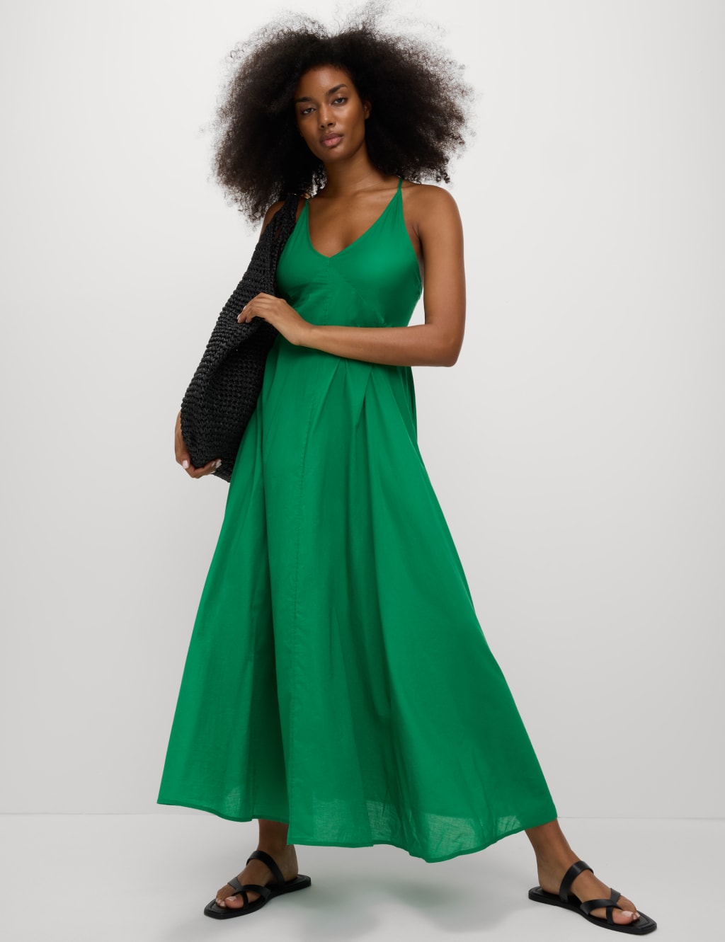 Pure Cotton Strappy V-Neck Midaxi Beach Dress
