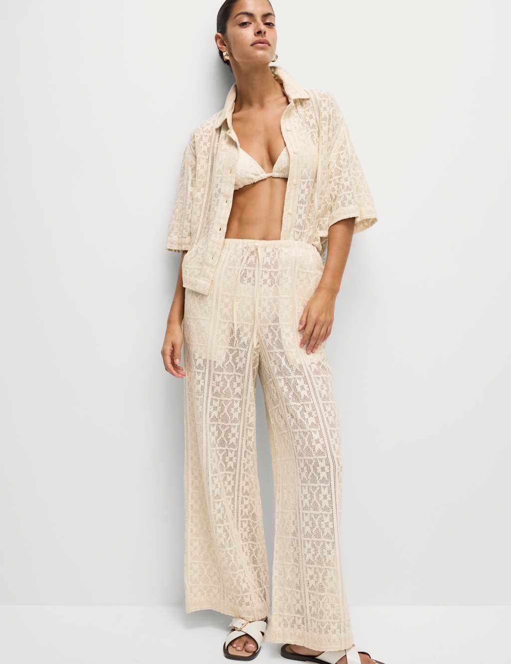 Pure Cotton Crochet Beach Trousers