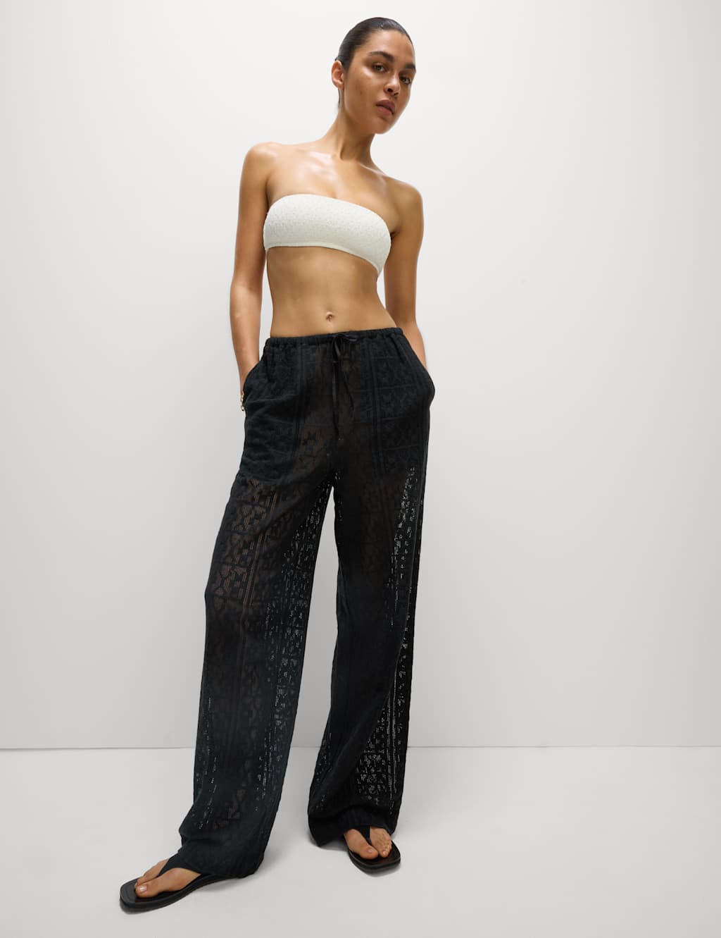 Pure Cotton Crochet Beach Trousers