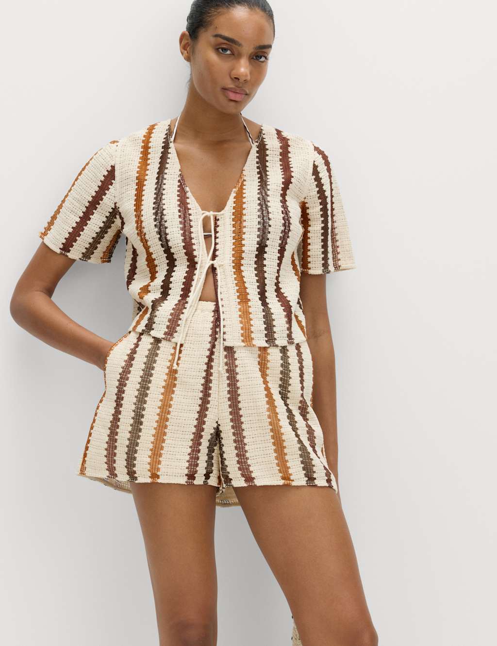 M&S Women's Cotton Rich Beach Shorts - 20 - Brown Mix
