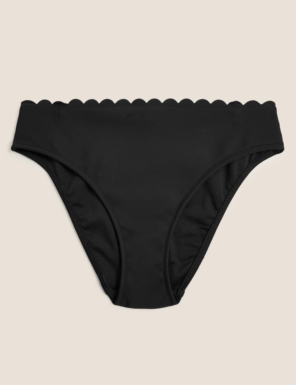 M&S Collection Women's Scallop High Leg Bikini Bottoms - 12 - Black, Black