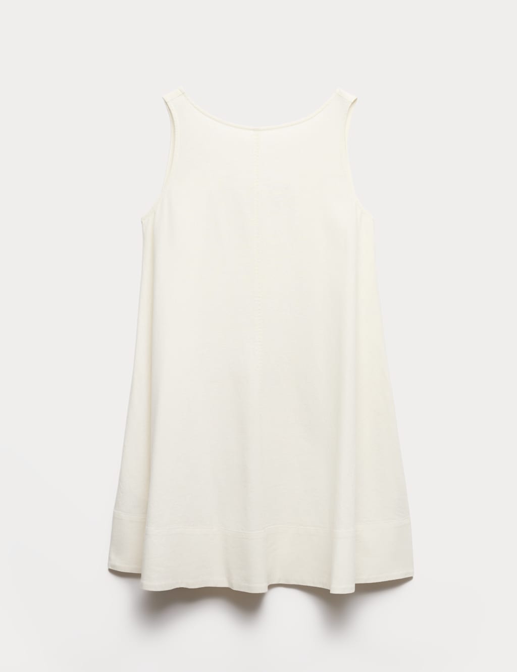 M&S Women's Linen Rich Scoop Neck Mini Swing Dress - 14 - Ivory