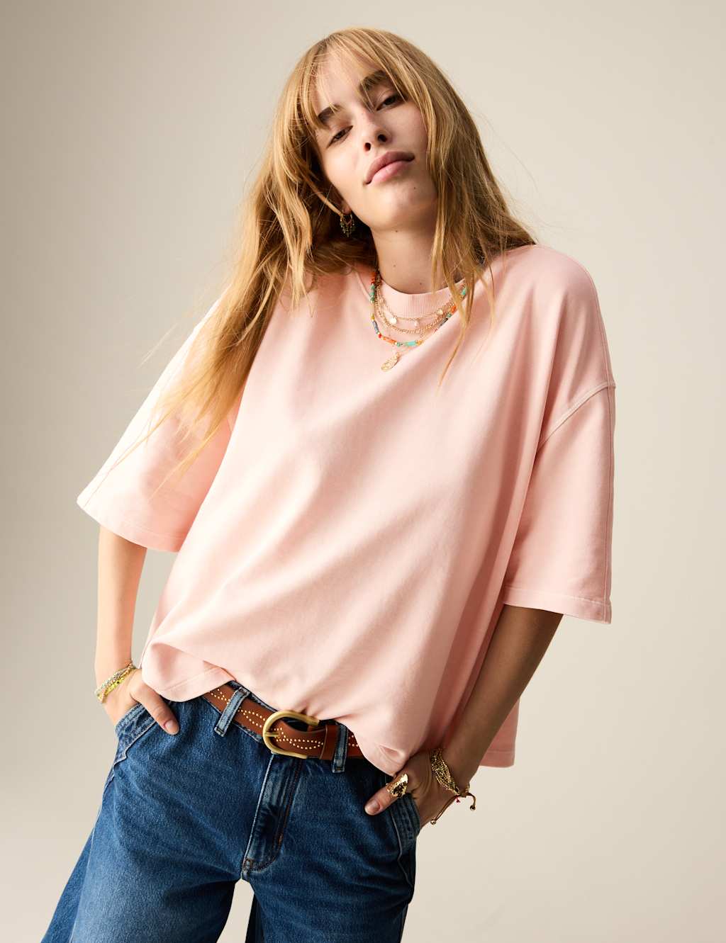Pure Cotton Crew Neck Boxy Sweatshirt