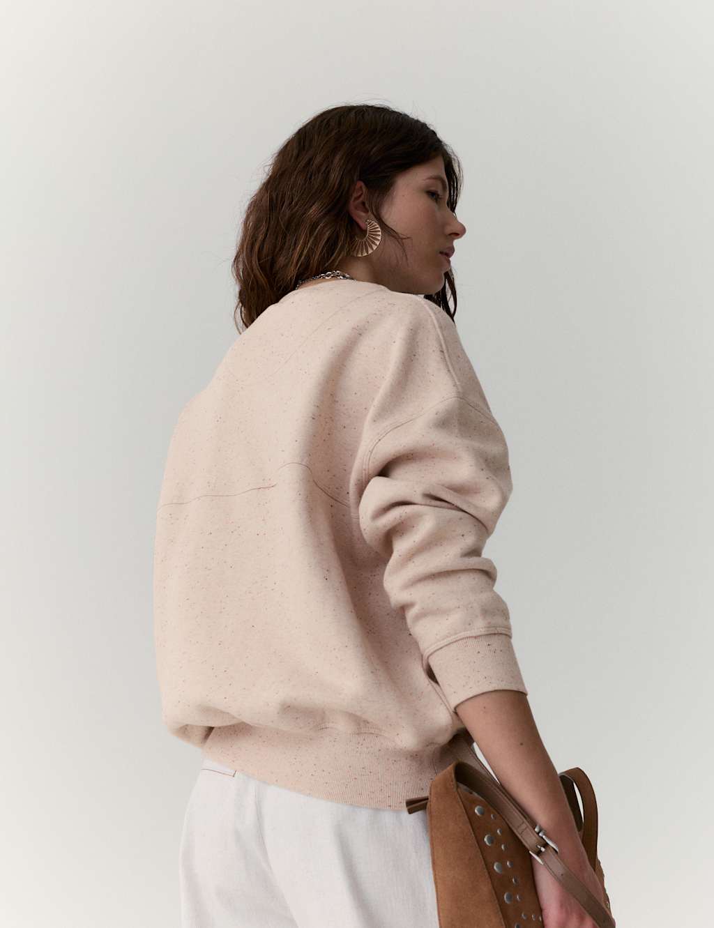 Per Una Cotton Rich Fleck Sweatshirt Oyster