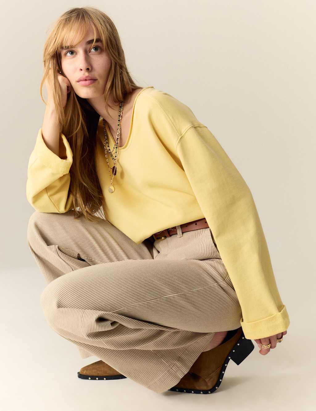 Per Una Pure Cotton Scoop Neck Sweatshirt Honey