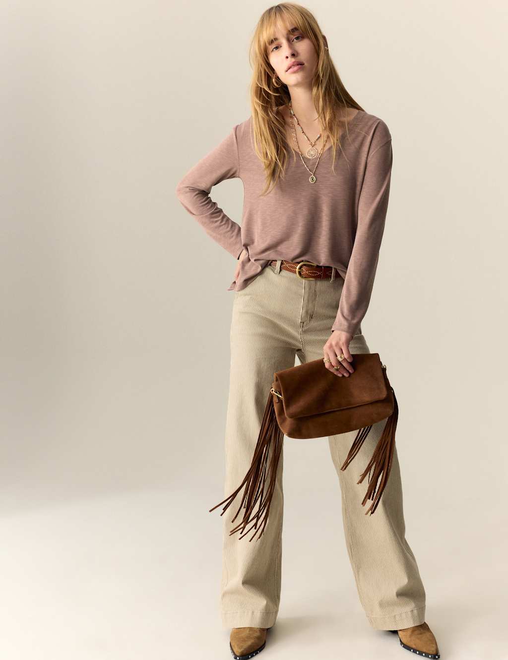 Per Una Modal Rich V-Neck Top Conker