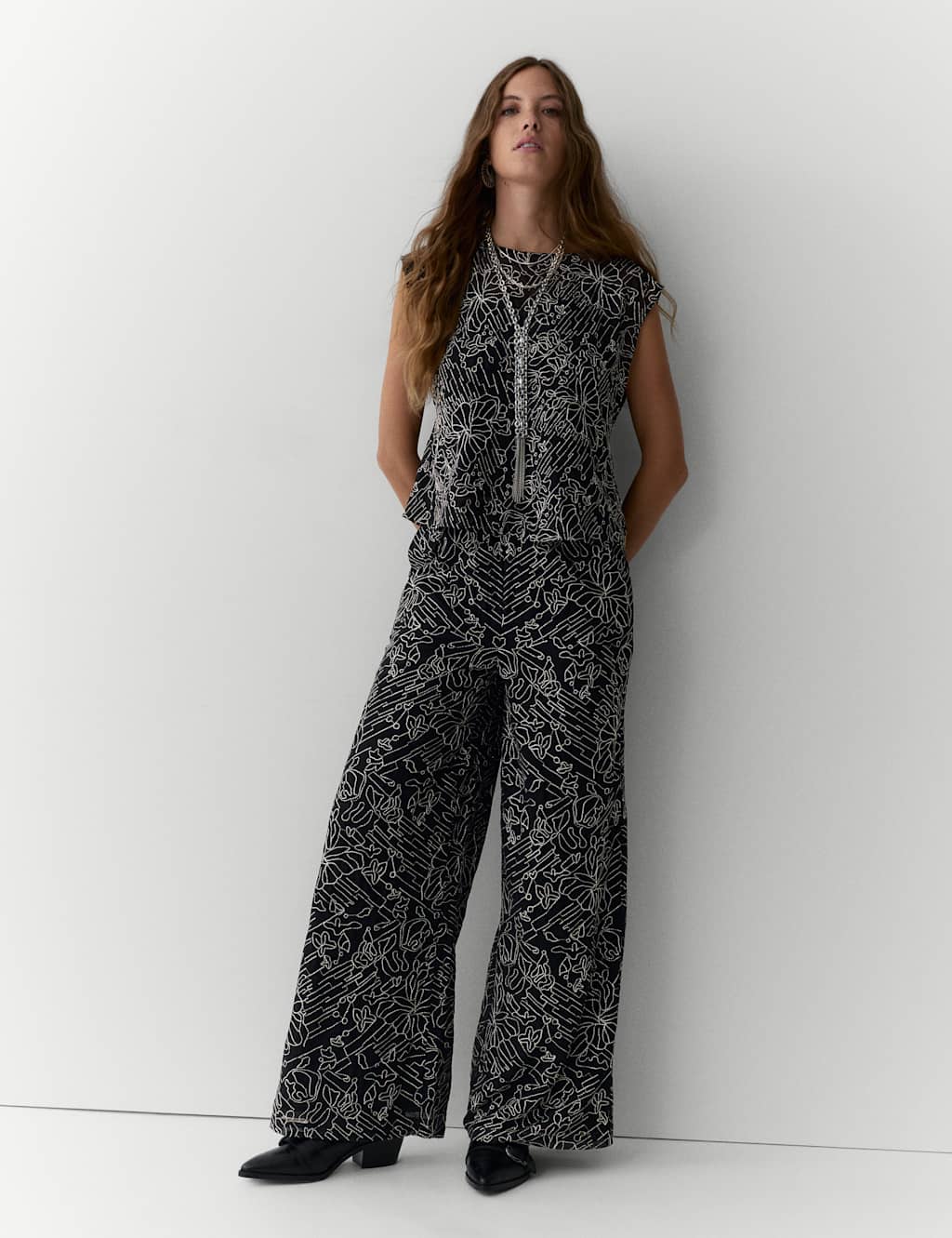 Per Una Embroidered Metallic Sleeveless Top Black Mix