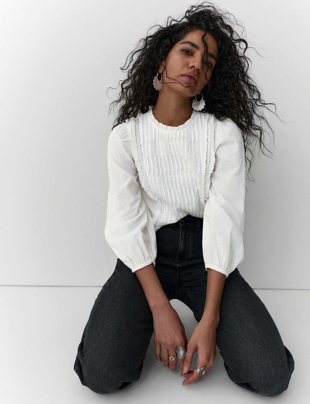 Per Una Women's Pure Cotton Pleat Front Blouse - 20 - Soft White