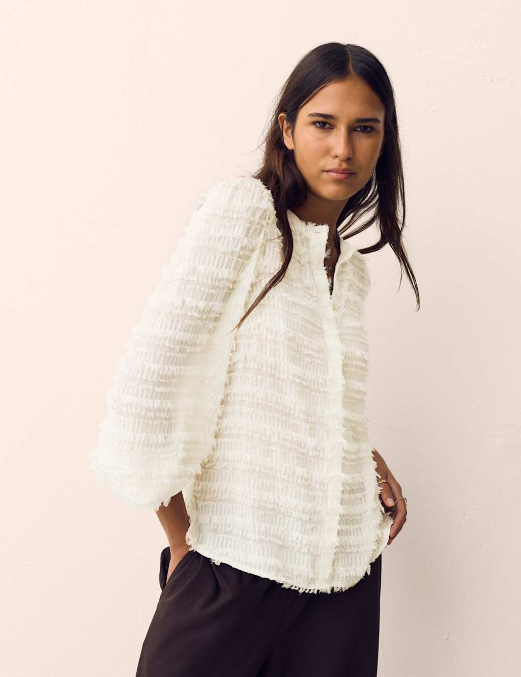 Per Una Women's Textured Tufted Button Through Blouse - 10 - Soft White