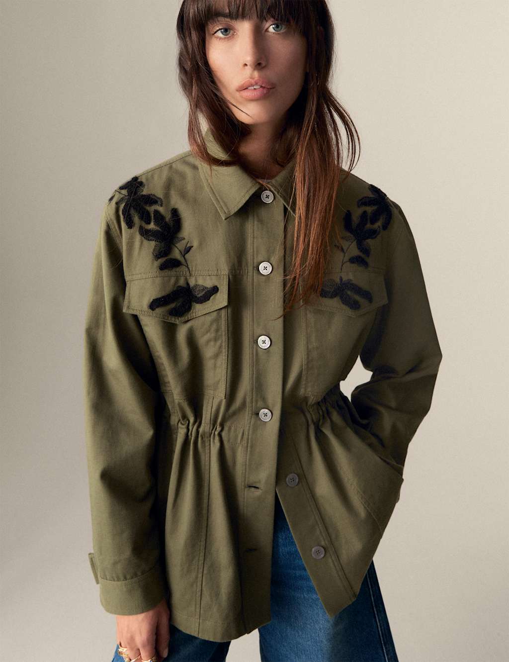 Pure Cotton Floral Utility Jacket