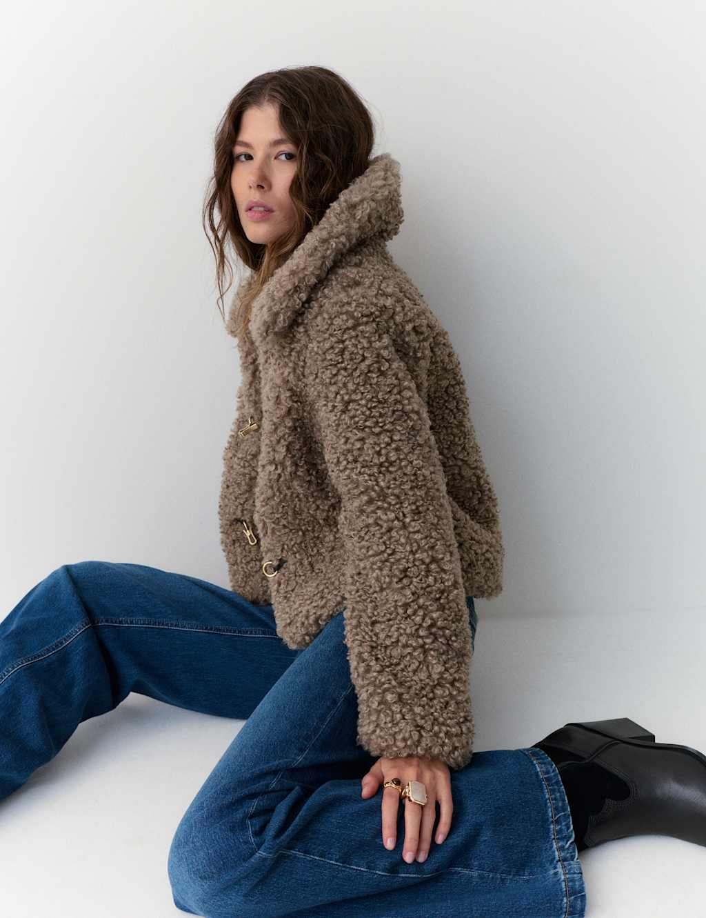 Per Una Faux Fur Collared Cropped Coat Mink