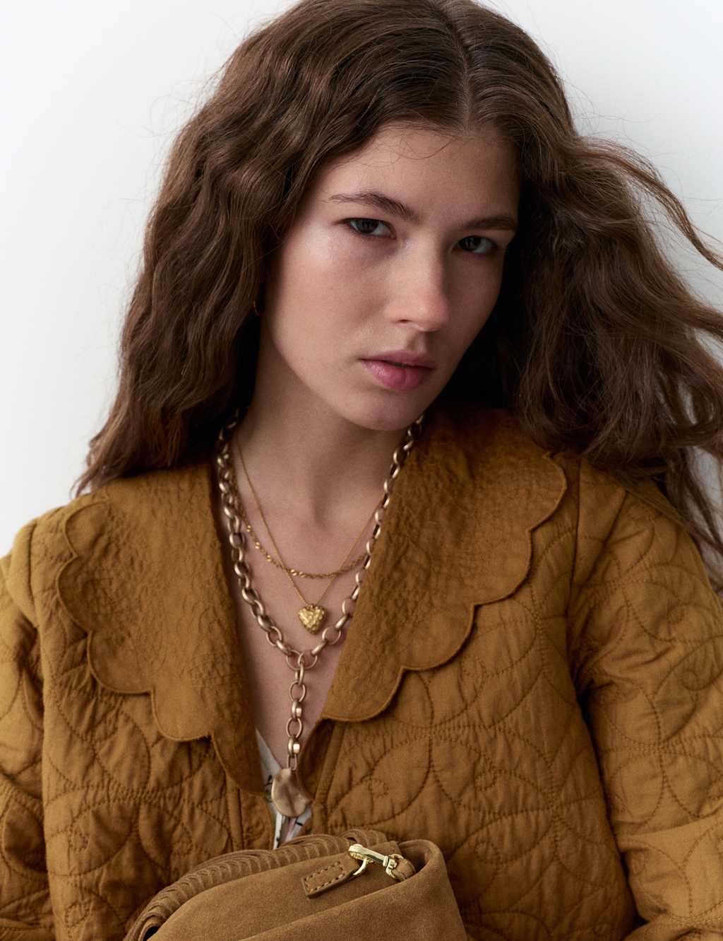 Per Una Pure Cotton Embroidered Quilted Jacket Medium Brown