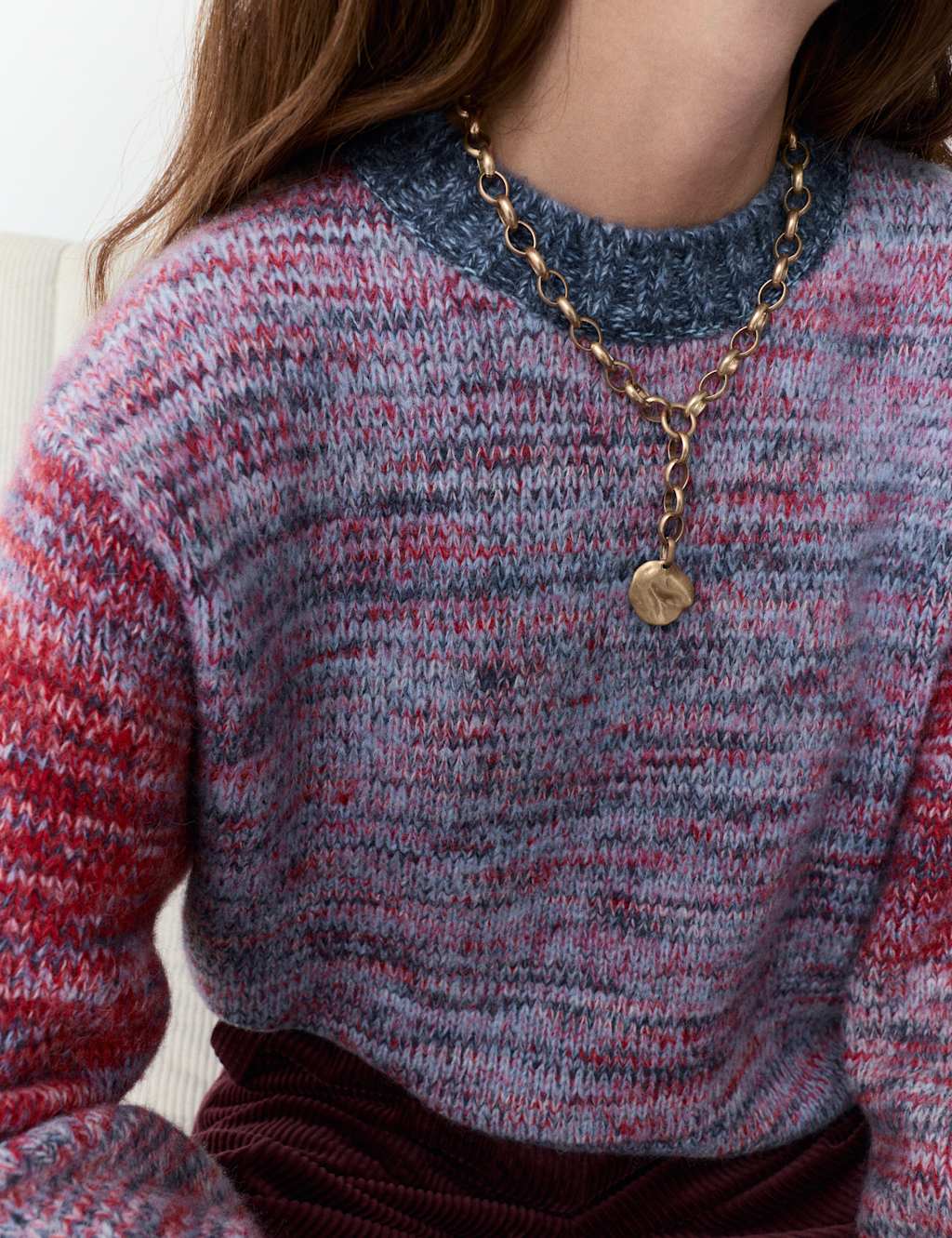 Per Una Colour Block Jumper with Mohair Blue Mix