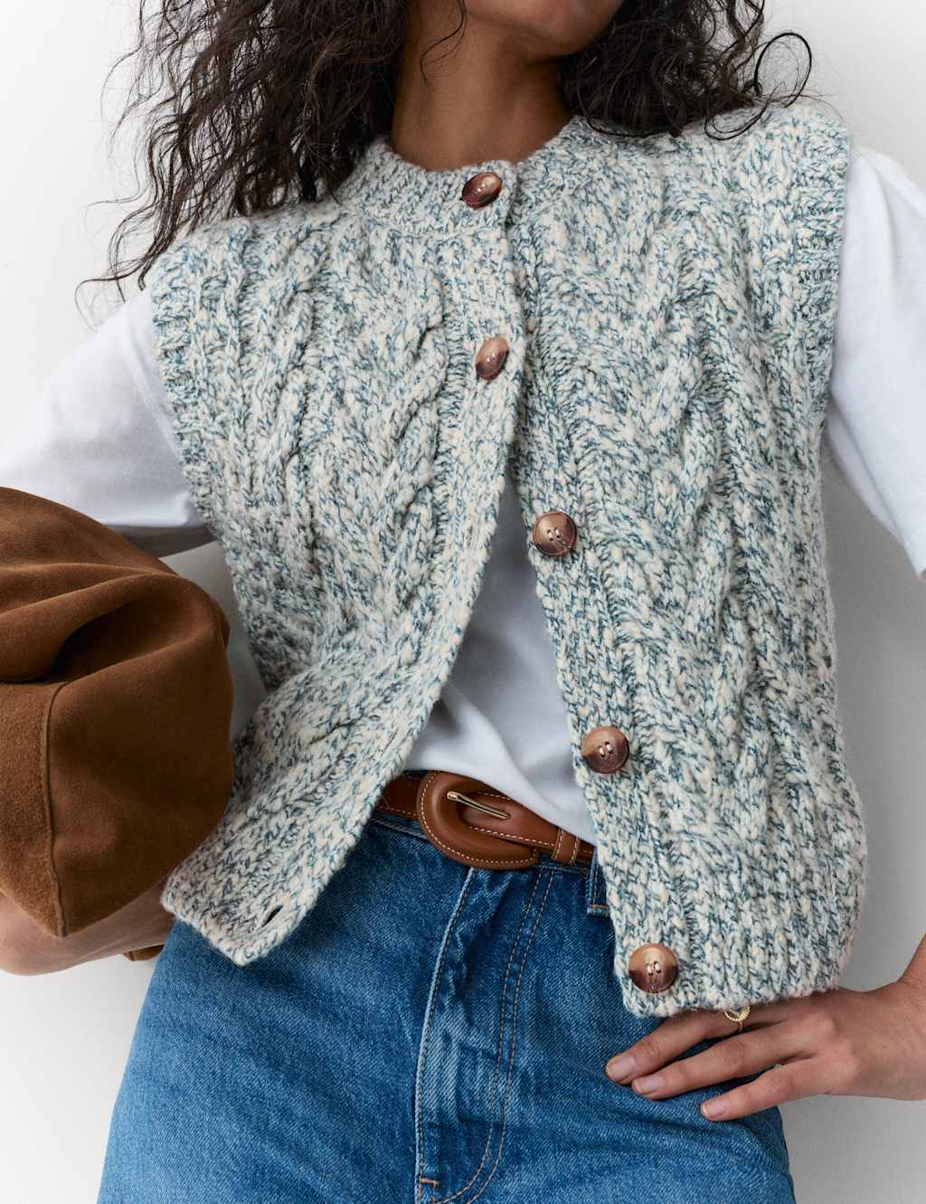 Per Una Twisted Knit Button Through Relaxed Tabard Multi