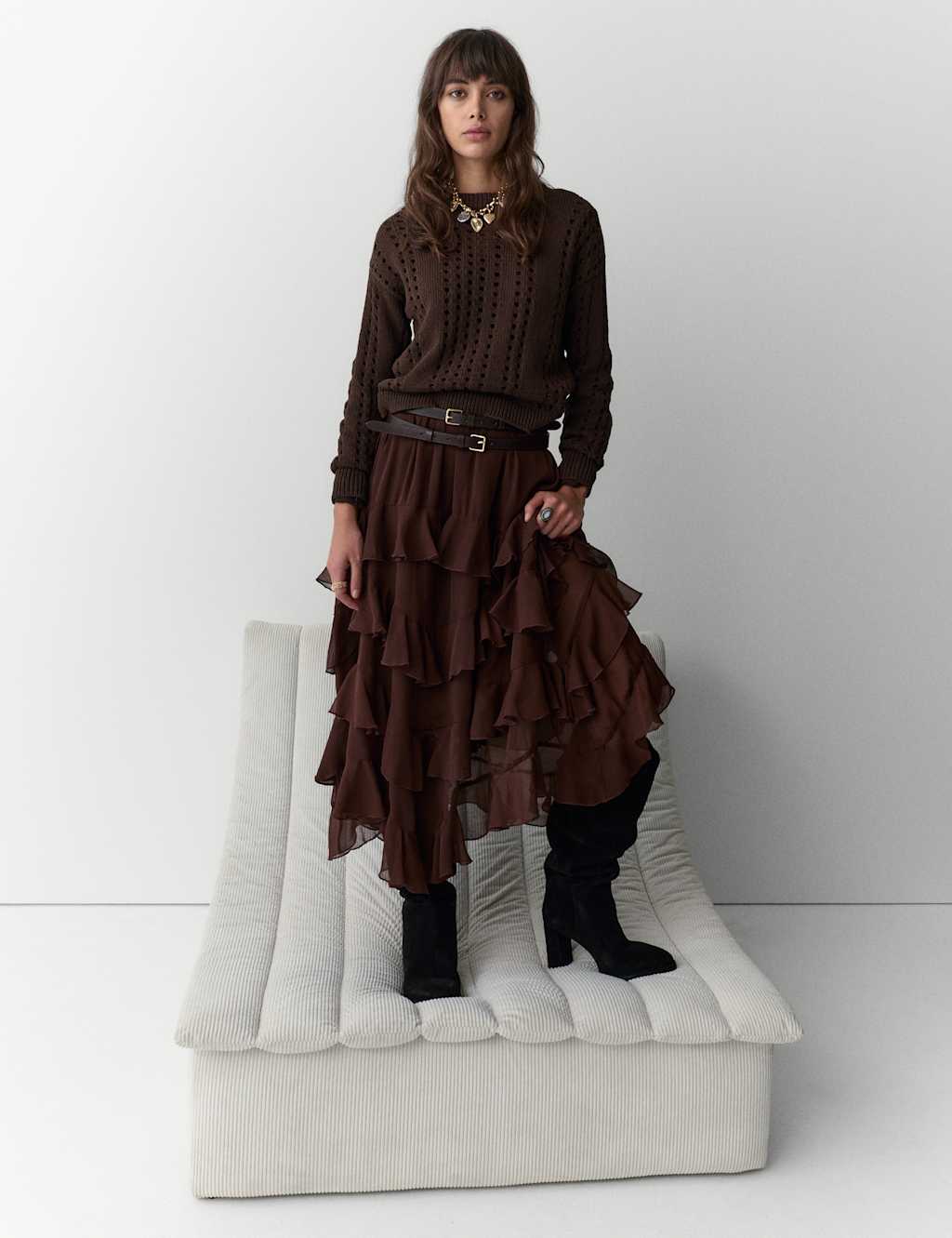 Per Una Pure Cotton Pointelle Jumper Dark Mole