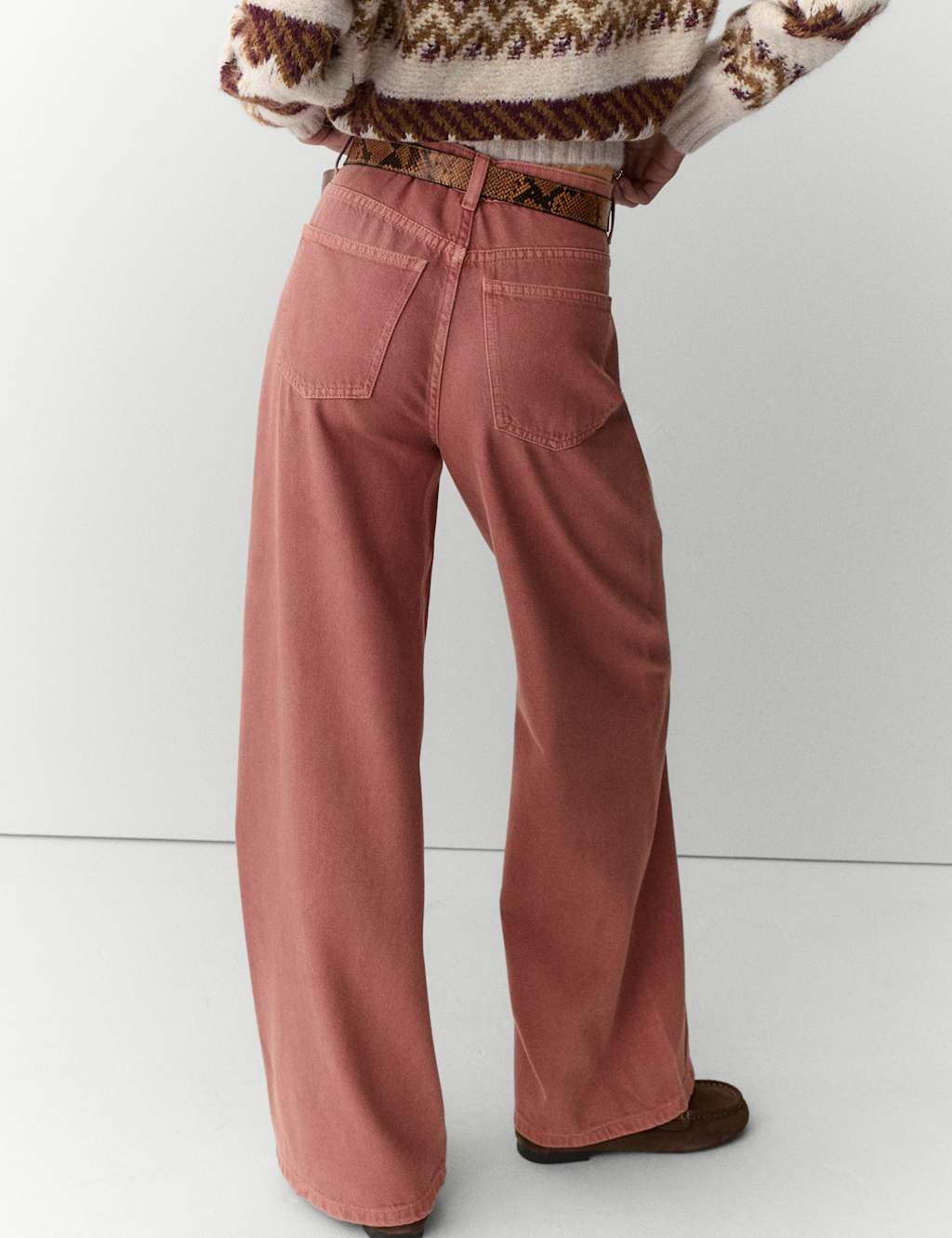 Per Una Lyocell Blend High Waisted Wide Leg Jeans Cinnamon Blush