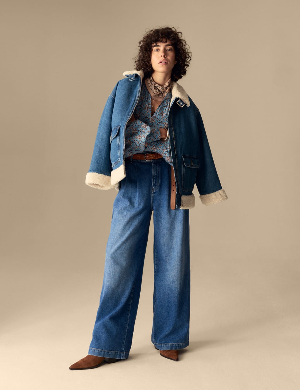 Lyocell Rich Pleat Front Wide Leg Jeans