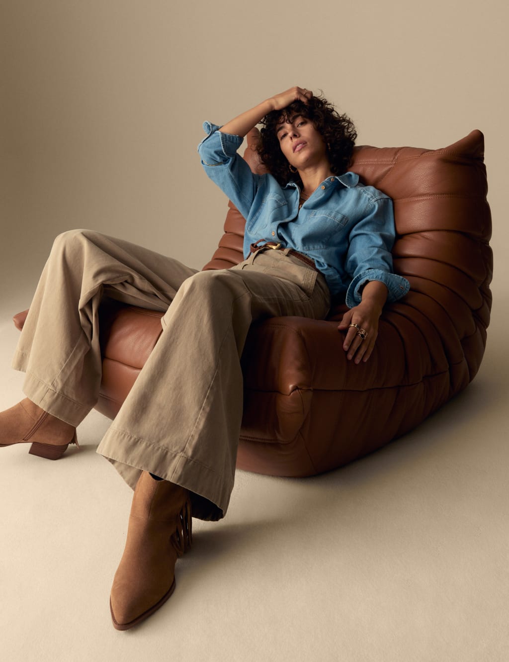 Pure Cotton Patch Pocket Wide Leg Trousers