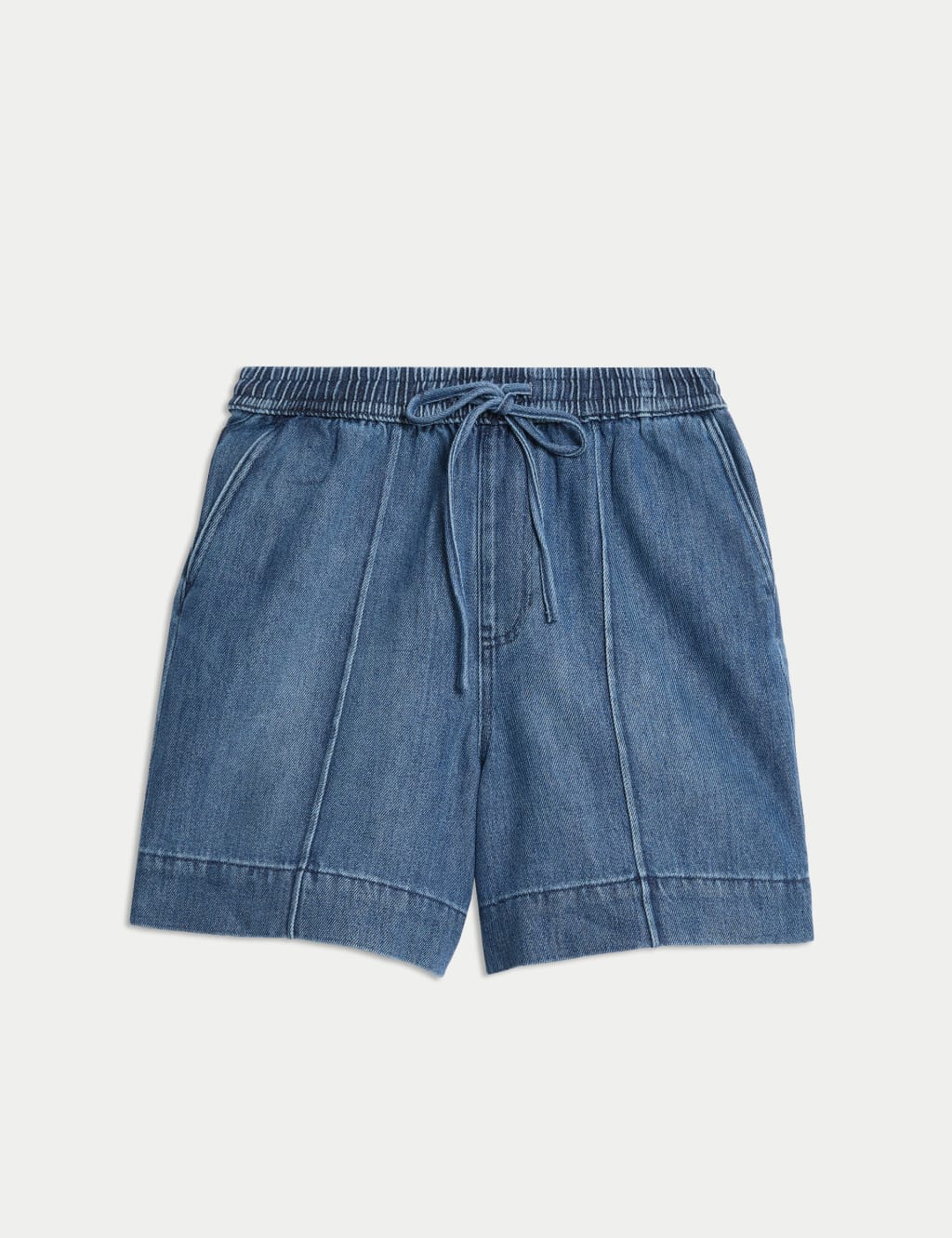 Denim High Waisted Seam Detail Shorts
