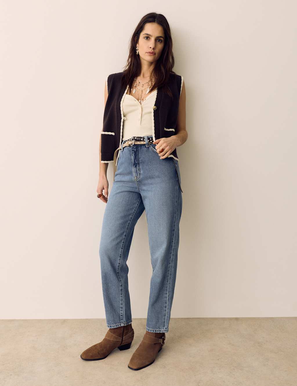 Per Una Women's Mom Lyocell Blend Denim Slim Jeans - 22 - Medium Indigo