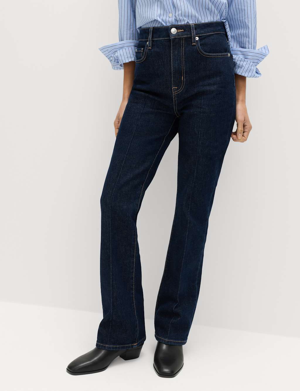 M&S Women's High Waisted Flared Jeans - 20 - Dark Indigo