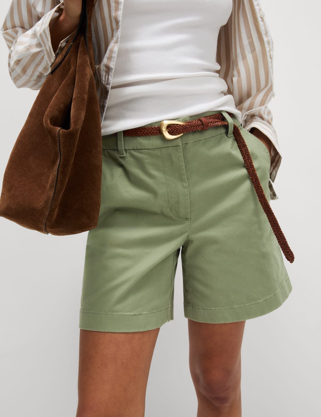 Ladies M&S Chino Shorts – Regular Fit, Mid Rise, 100% Cotton, Sizes 6-24 (UK)