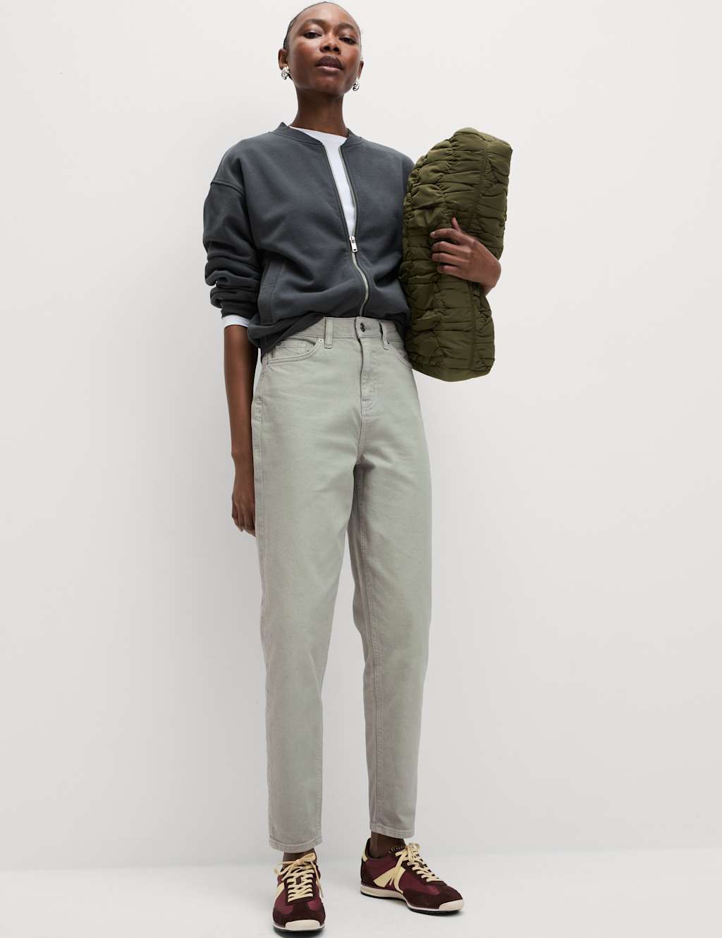 Mom High Waisted Colour Ankle Grazer Jeans