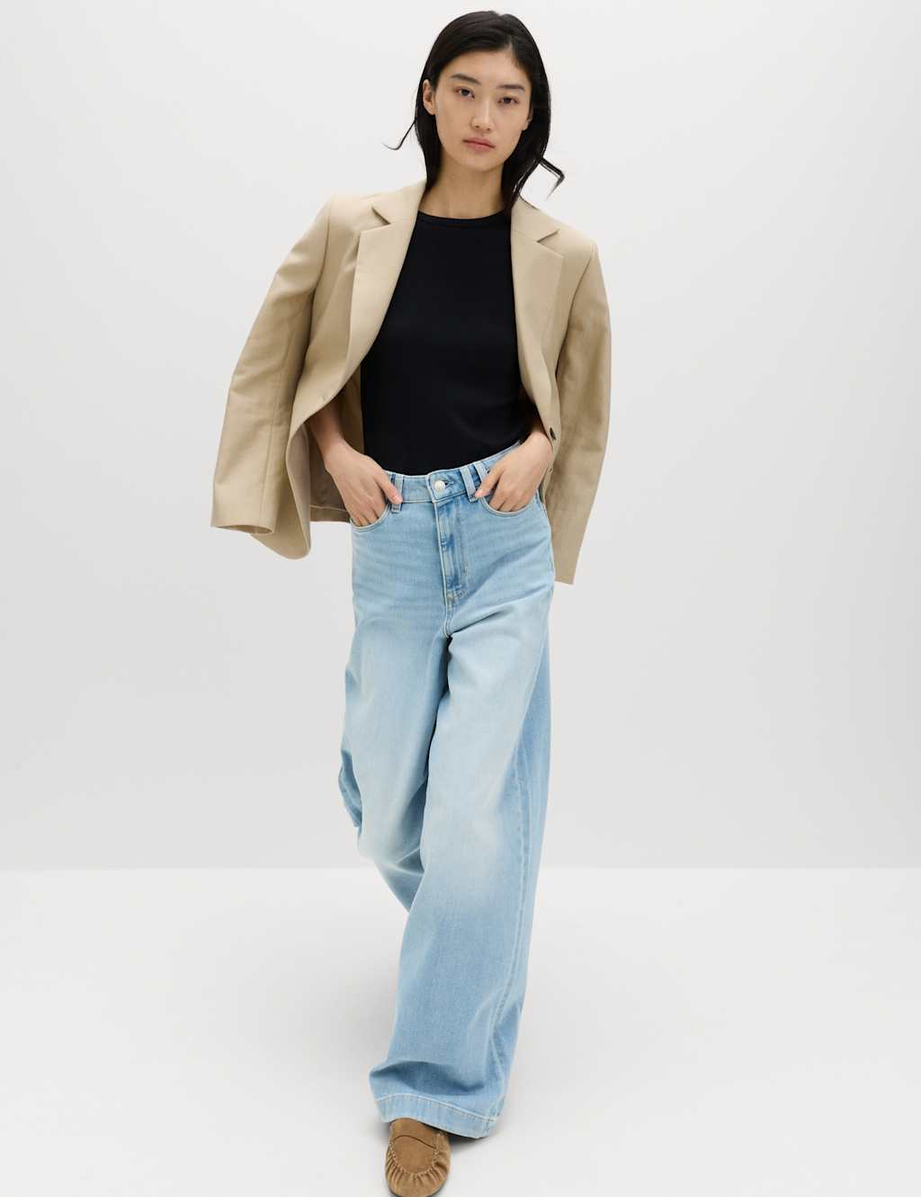 M&S High Waisted Wide Leg Jeans