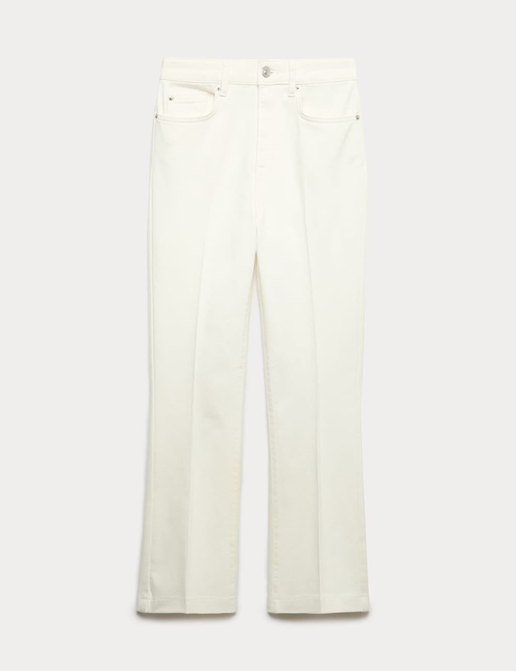 M&S Women's High Waisted Kickflare Cropped Jeans - 24 - Soft White