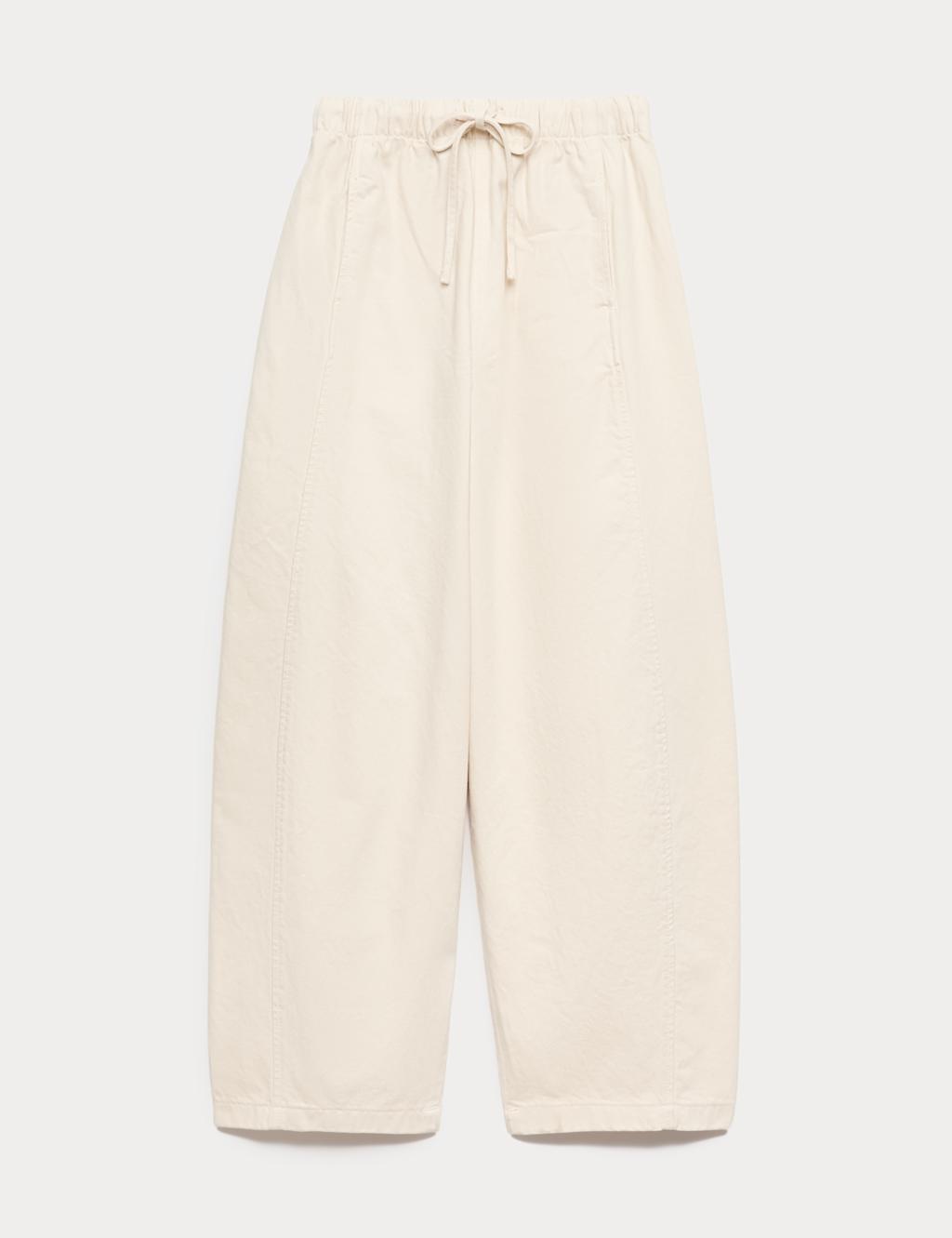 M&S Women's Pull On High Waisted Barrel Leg Jeans - 10 - Ecru
