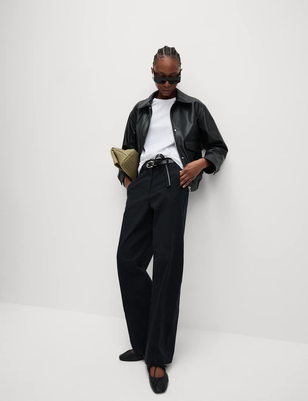 Clean Cotton Rich Carrot Leg Trousers