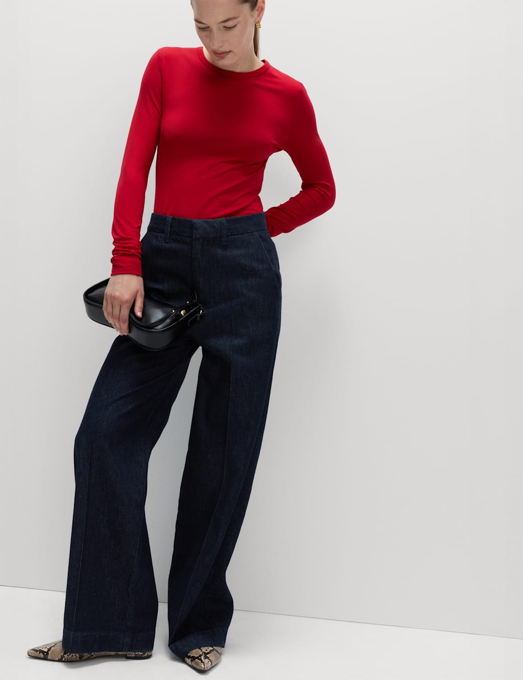 M&S Premium High Rise Denim Trousers Indigo Mix