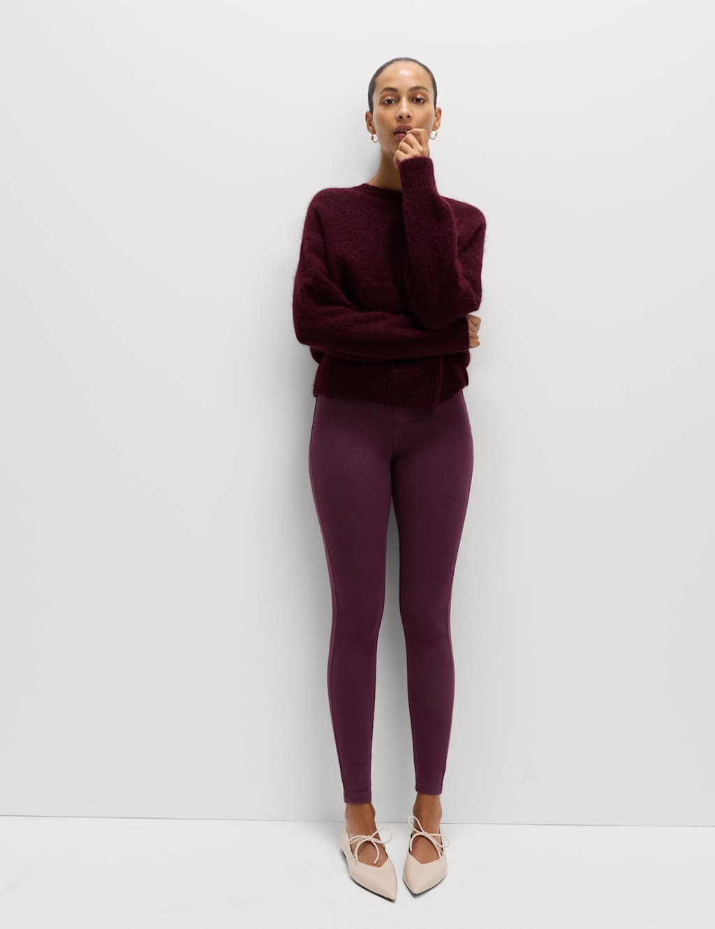 M&S High Waisted Cosy Jeggings Dark Grape