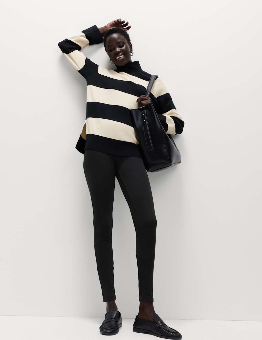 M&S High Waisted Cosy Jeggings Black