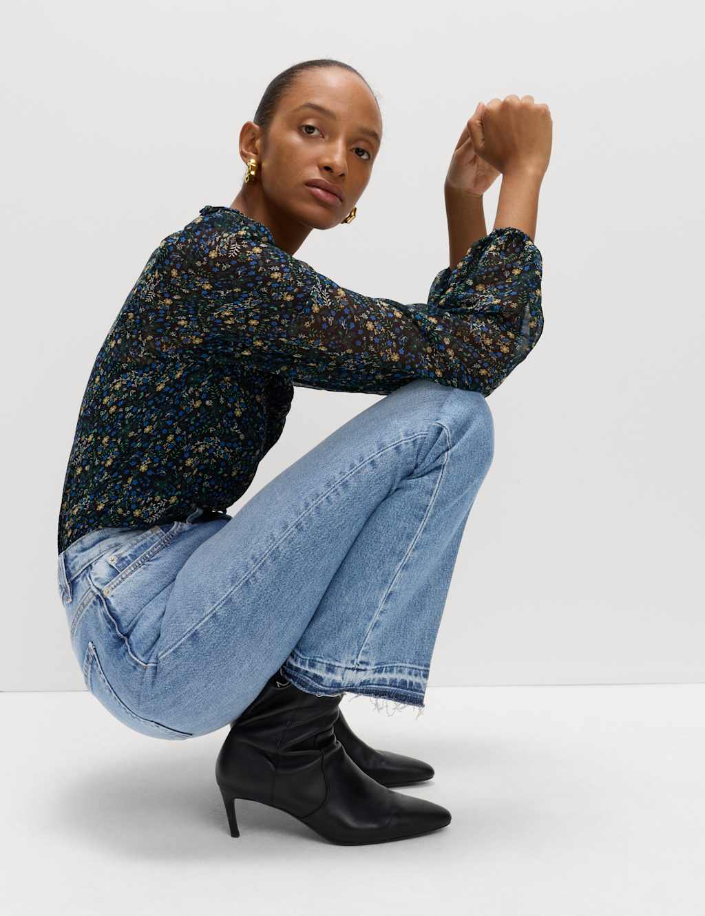 M&S Premium High Rise Authentic Slim Jeans Medium Indigo