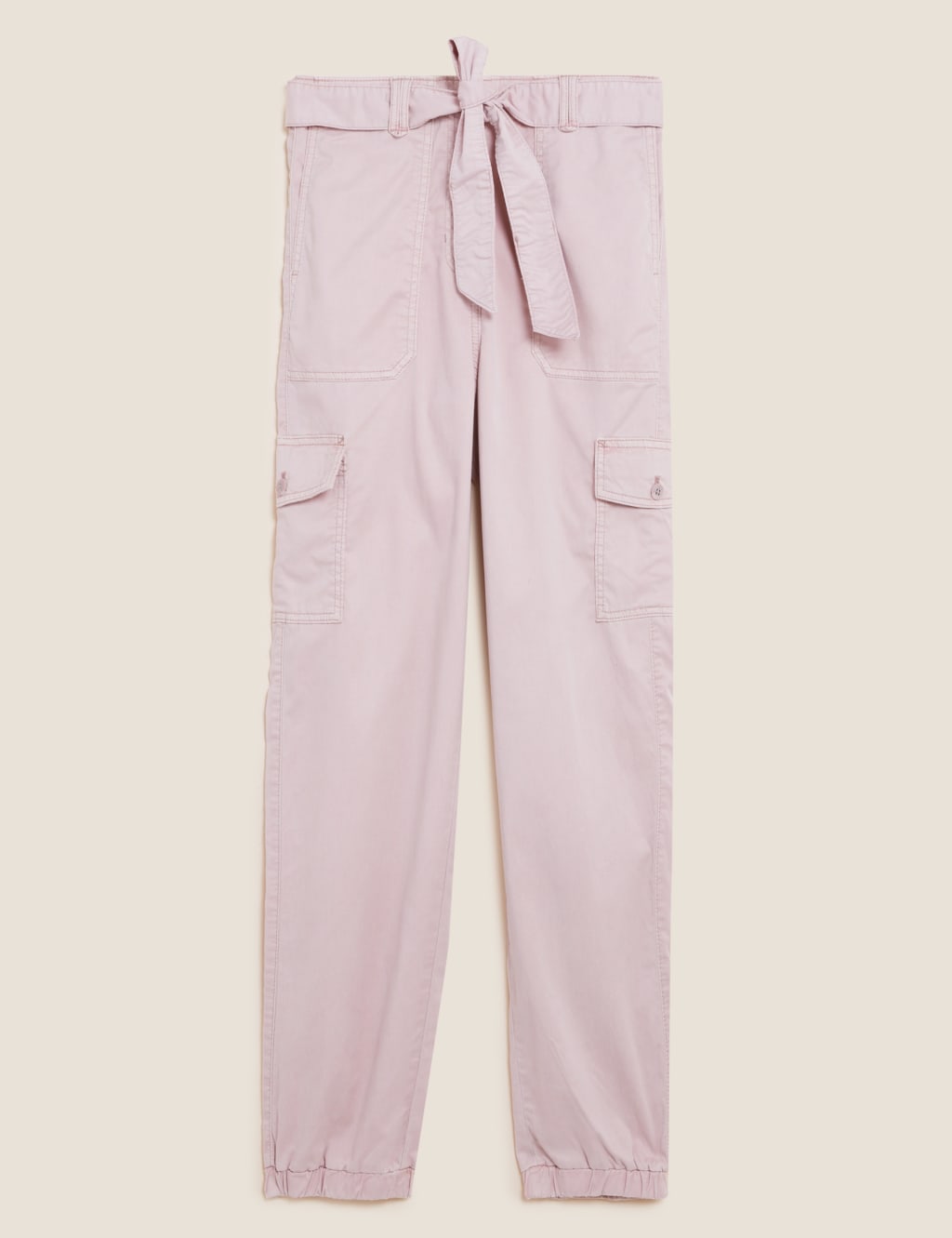 M&S Tencel Rich Cargo Tapered Trousers Dusted Pink