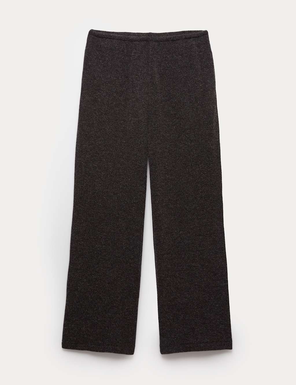 M&S Brushed Rib Wide Leg Trousers Mid Grey Marl