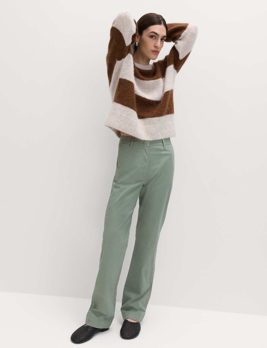 M&S Women's Cotton Rich Straight Leg Chinos - 18 - Thyme