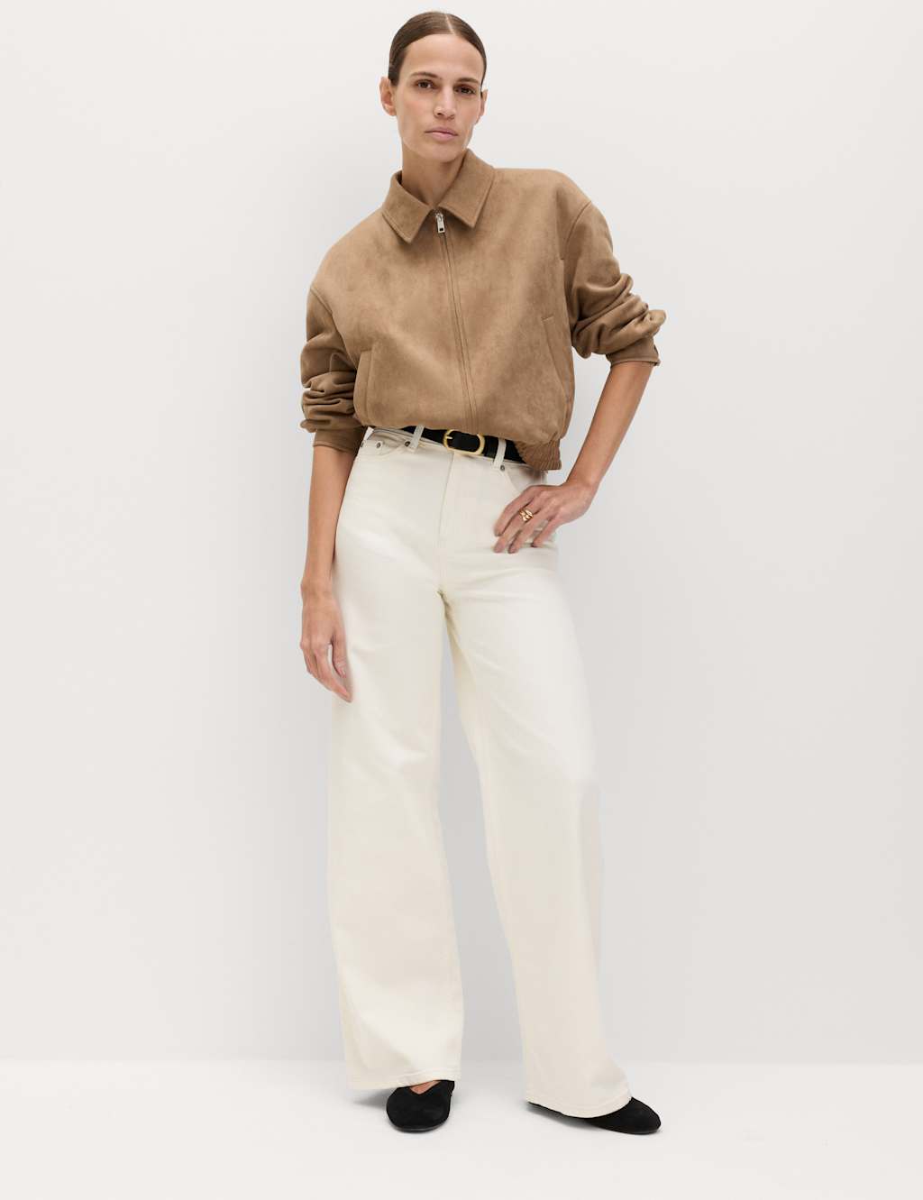 M&S Women's The Wide-Leg Jeans - 20 - Ivory
