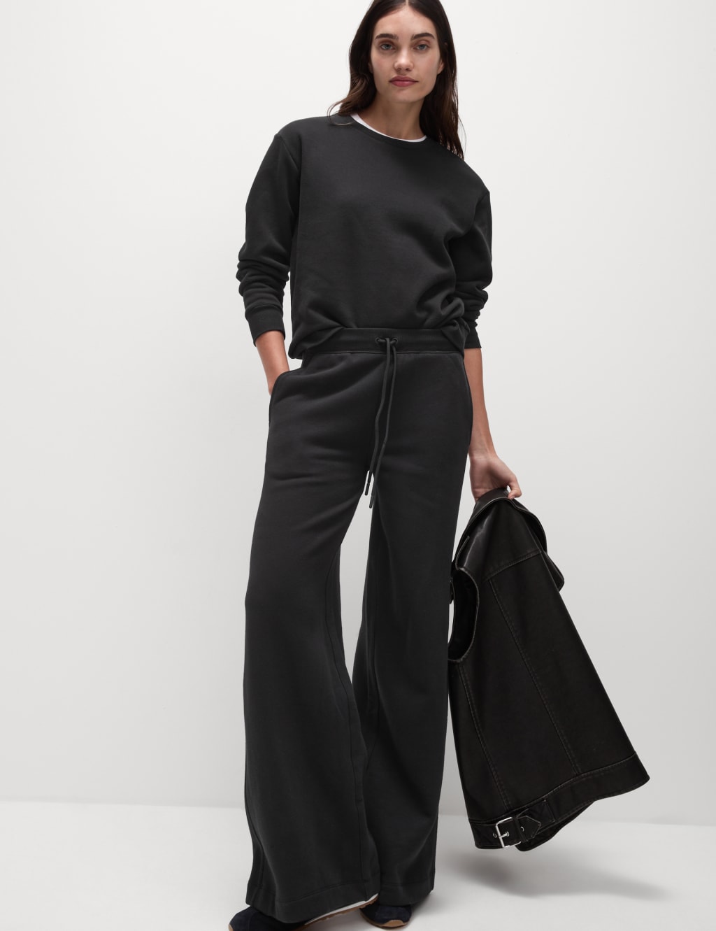 Cotton Rich Brushed Wide Leg Joggers