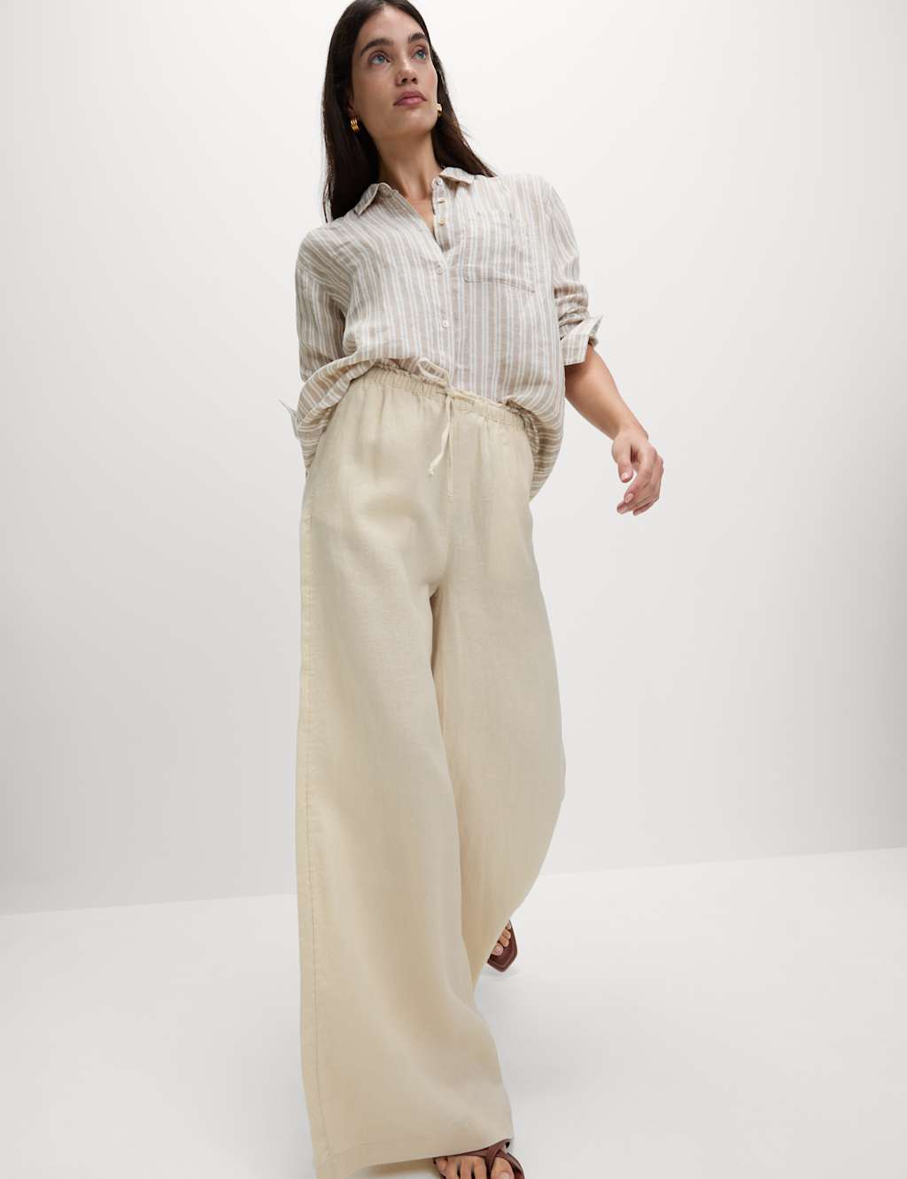 Pure Linen Palazzo Trousers