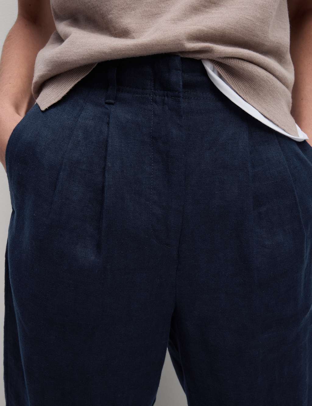Pure Linen Tapered Trousers